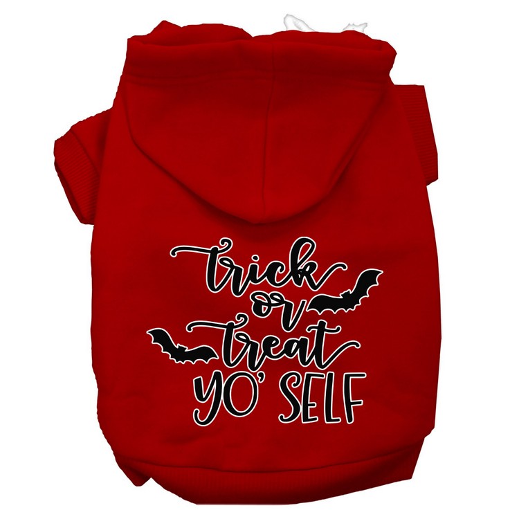 Trick or Treat Yo' Self Screen Print Dog Hoodie Red XXXL